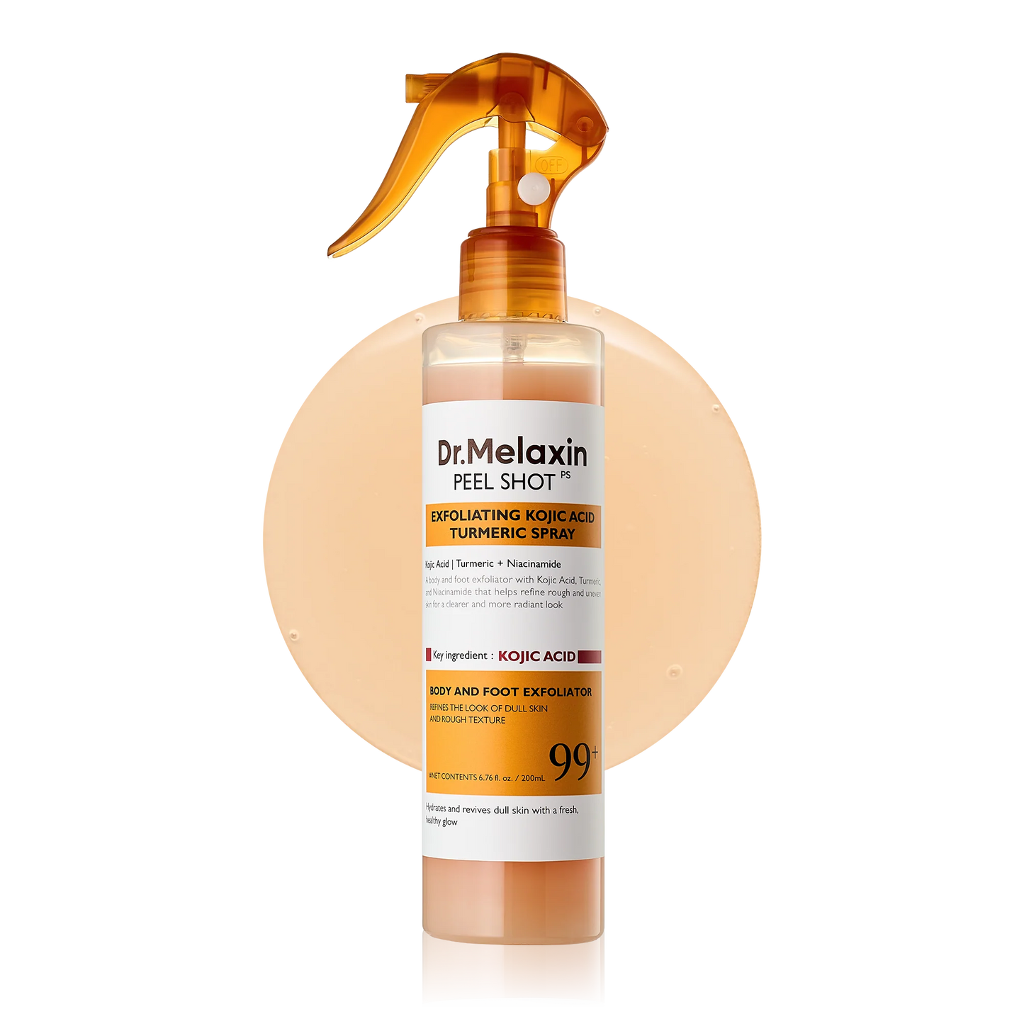 Dr.Melaxin Body Keratin Care Kojic Acid Turmeric Spray with AHA & PHA, Gentle Body Brightening & Exfoliating Peeling Solution for Dead Skin Cells & Texture, Korean Skincare, 6.76 fl.o