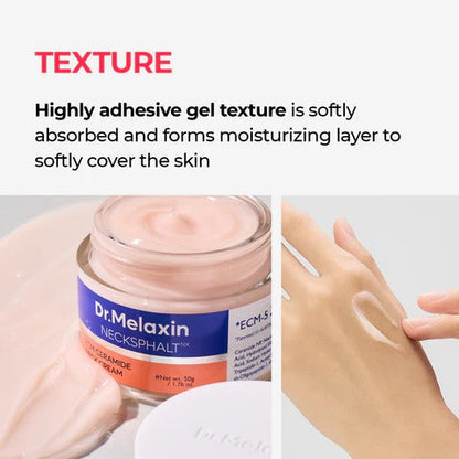Dr.Melaxin Necksphalt Firming Cream with ECM-5 20,000ppm, Firming & Lifting Neck Cream for Wrinkles & Sagging Skin, Ceramide & Collagen for Elasticity & Radiant Glow