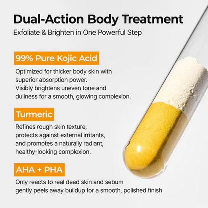 Dr.Melaxin Body Keratin Care Kojic Acid Turmeric Spray with AHA & PHA, Gentle Body Brightening & Exfoliating Peeling Solution for Dead Skin Cells & Texture, Korean Skincare, 6.76 fl.o