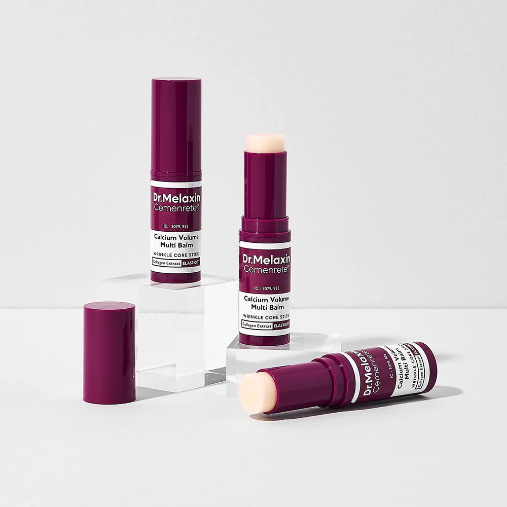 Dr.Melaxin Calcium Multi Balm Stick, Collagen & Elastin Wrinkle Stick, All-in-One Hydrating Balm, Eye & Neck Balm, Makeup Base & Face Moisture Balm, Korean Skincare