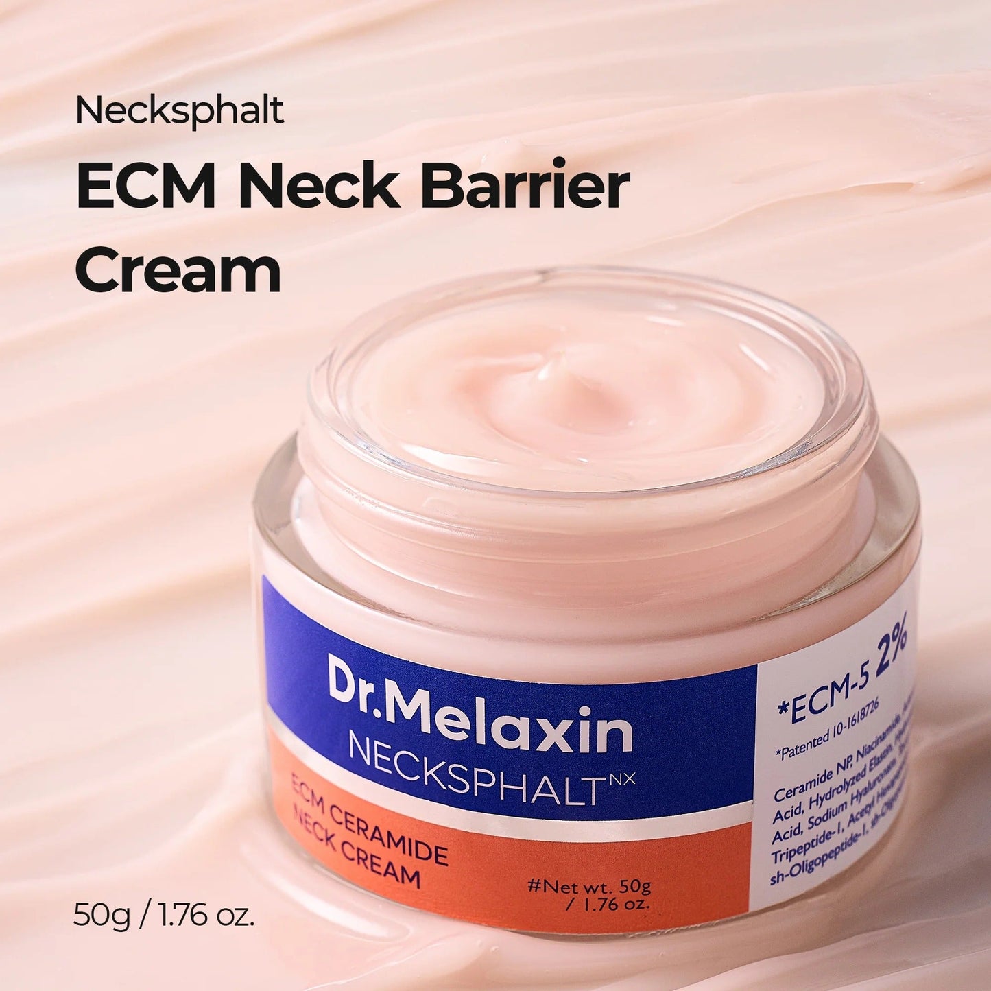 Dr.Melaxin Necksphalt Firming Cream with ECM-5 20,000ppm, Firming & Lifting Neck Cream for Wrinkles & Sagging Skin, Ceramide & Collagen for Elasticity & Radiant Glow