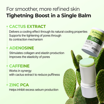 Dr.Melaxin Cactox & Calcium Multi Balm Pore Firming Duo with Cactus Cooling & Eye Care Stick for Visible Pore Refining and Skin Repair